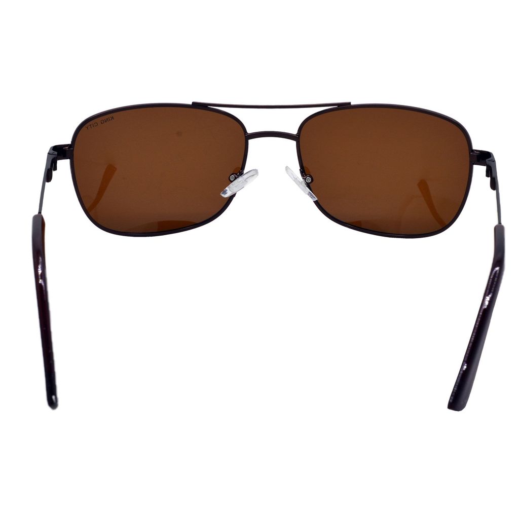Stylish Rectangular Full-Frame Metal Polarized Sunglasses for Men and Women | Brown Lens and Brown Frame | HRS-KC1008-BWN-BWN-P