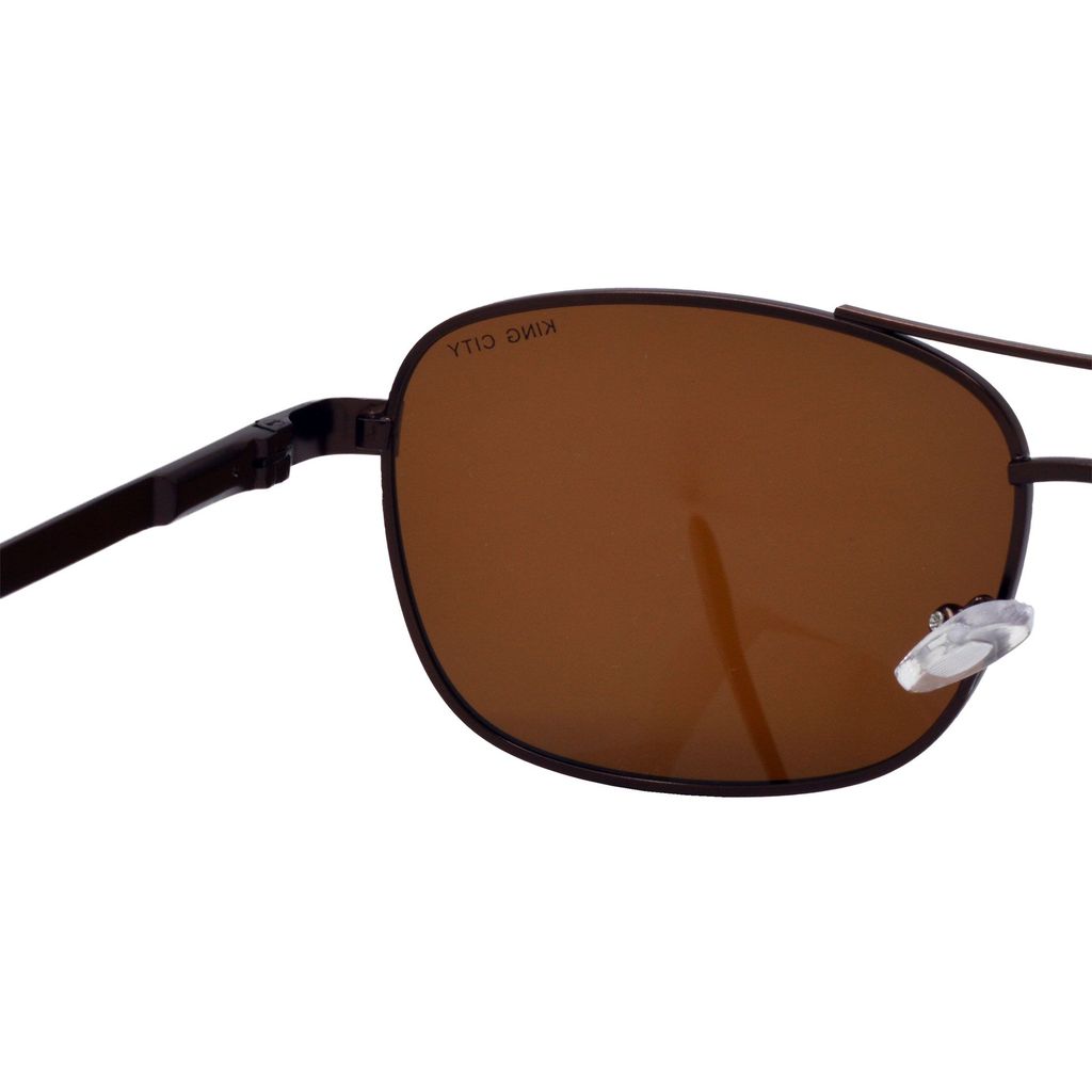 Stylish Rectangular Full-Frame Metal Polarized Sunglasses for Men and Women | Brown Lens and Brown Frame | HRS-KC1008-BWN-BWN-P