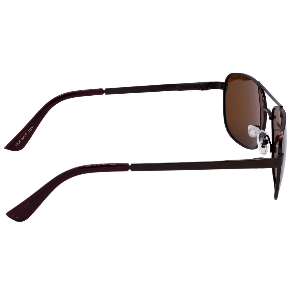 Stylish Rectangular Full-Frame Metal Polarized Sunglasses for Men and Women | Brown Lens and Brown Frame | HRS-KC1008-BWN-BWN-P