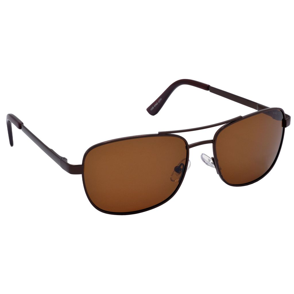 Stylish Rectangular Full-Frame Metal Polarized Sunglasses for Men and Women | Brown Lens and Brown Frame | HRS-KC1008-BWN-BWN-P