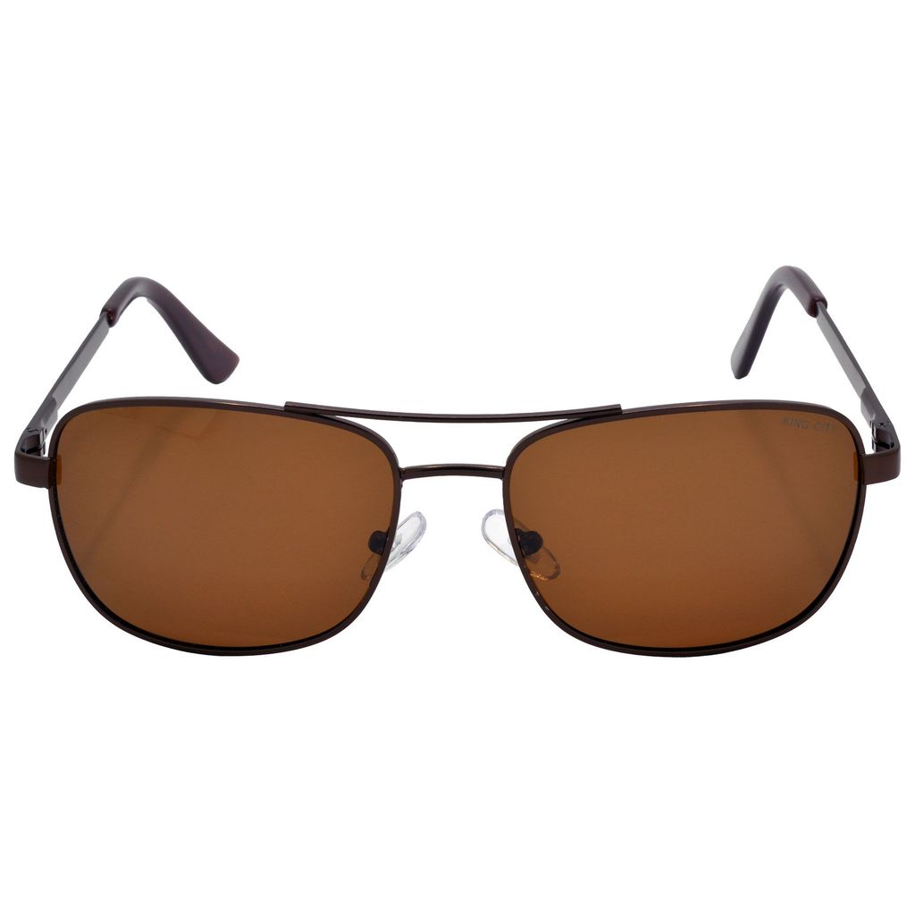 Stylish Rectangular Full-Frame Metal Polarized Sunglasses for Men and Women | Brown Lens and Brown Frame | HRS-KC1008-BWN-BWN-P