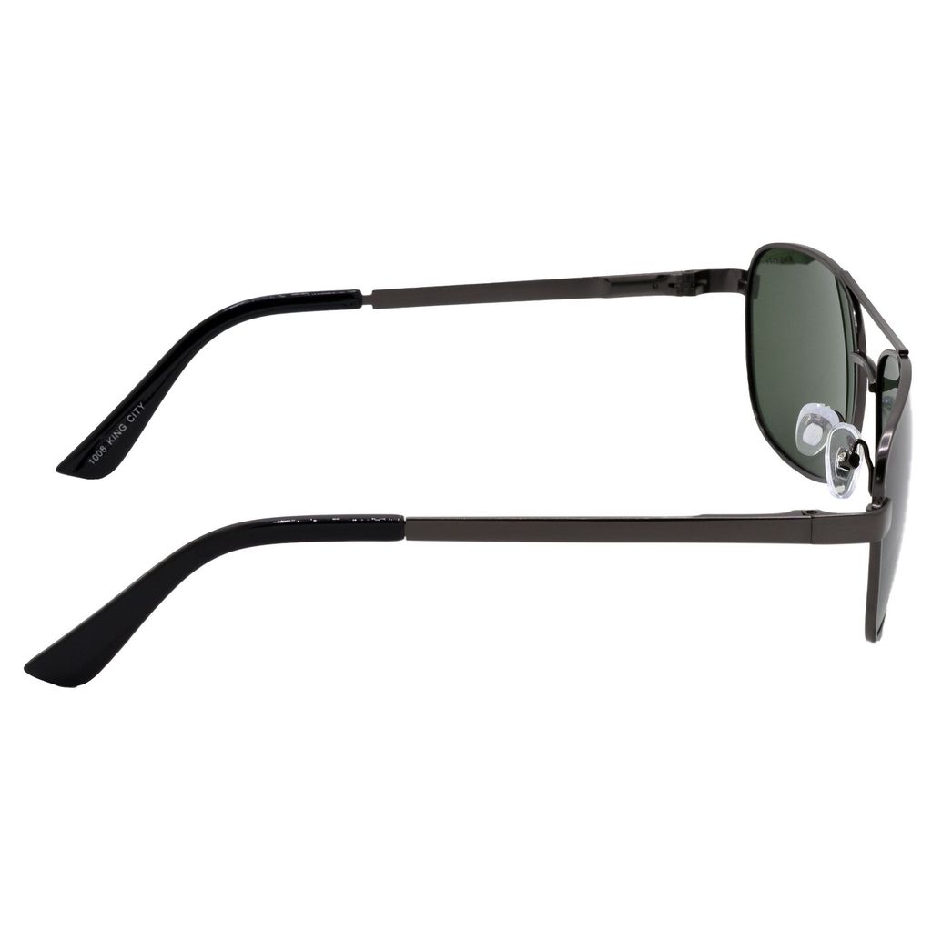 Stylish Rectangular Full-Frame Metal Polarized Sunglasses for Men and Women | Green Lens and Grey Frame | HRS-KC1008-GRY-GRN-P