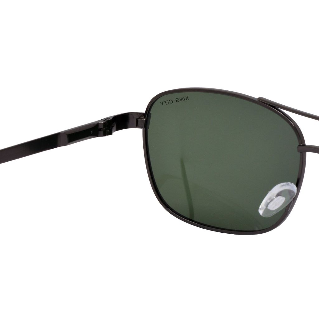 Stylish Rectangular Full-Frame Metal Polarized Sunglasses for Men and Women | Green Lens and Grey Frame | HRS-KC1008-GRY-GRN-P