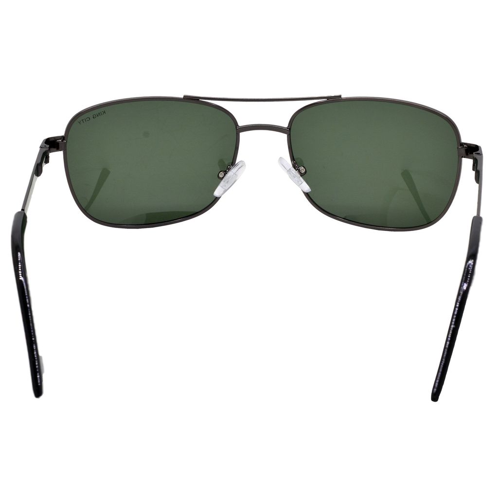 Stylish Rectangular Full-Frame Metal Polarized Sunglasses for Men and Women | Green Lens and Grey Frame | HRS-KC1008-GRY-GRN-P