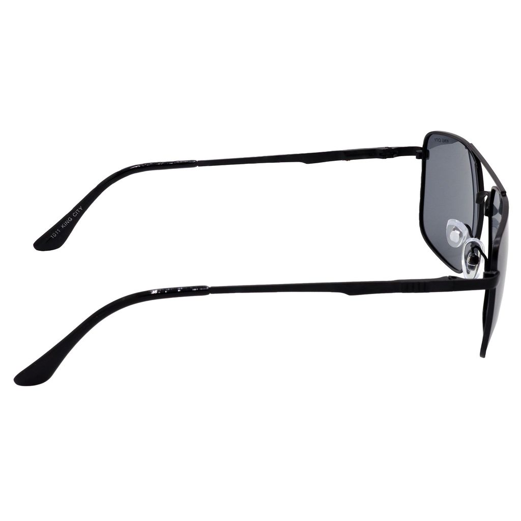 Stylish Rectangular Pilot Full-Frame Metal Polarized Sunglasses for Men and Women | Black Lens and Black Frame | HRS-KC1011-BK-BK-P