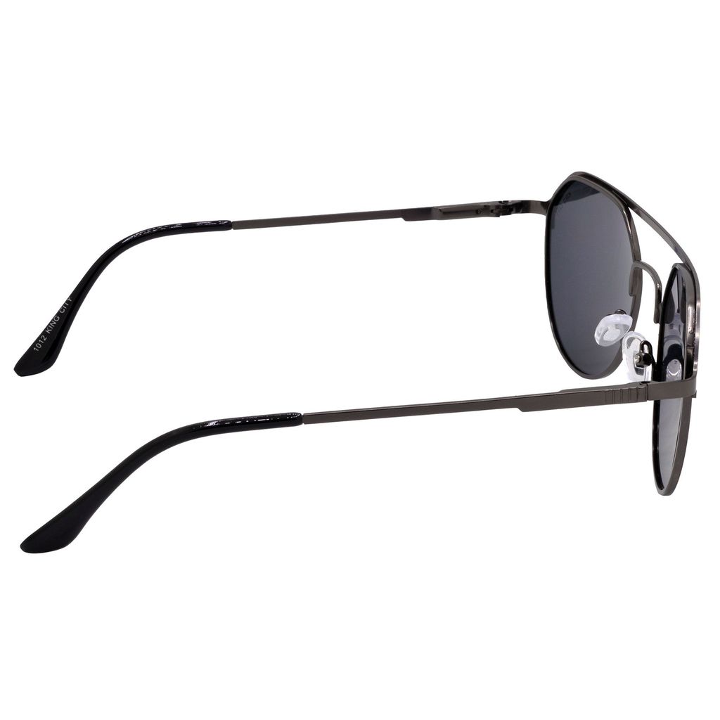 Stylish Round Full-Frame Metal Polarized Sunglasses for Men and Women | Black Lens and Grey Frame | HRS-KC1012-GRY-BK-P