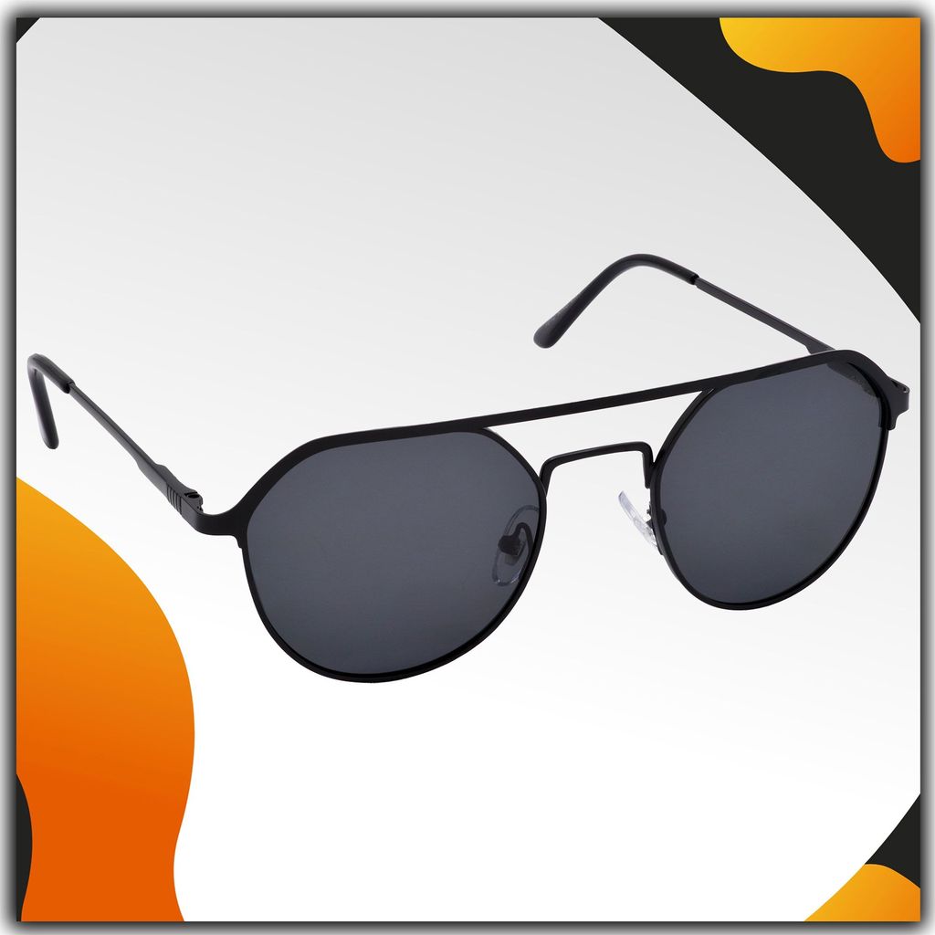 Stylish Round Full-Frame Metal Polarized Sunglasses for Men and Women | Black Lens and Black Frame | HRS-KC1012-BK-BK-P - Sunglasses | Buy online on ZillyBuy