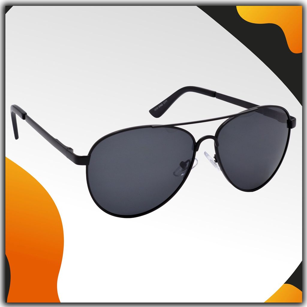 Stylish Pilot Full-Frame Metal Polarized Sunglasses for Men and Women | Black Lens and Black Frame | HRS-KC1015-BK-BK-P - Sunglasses | Buy online on ZillyBuy