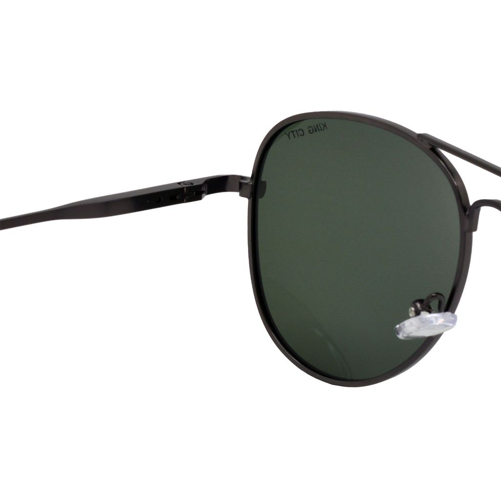 Stylish Pilot Full-Frame Metal Polarized Sunglasses for Men and Women | Green Lens and Grey Frame | HRS-KC1013-GRY-GRN-P