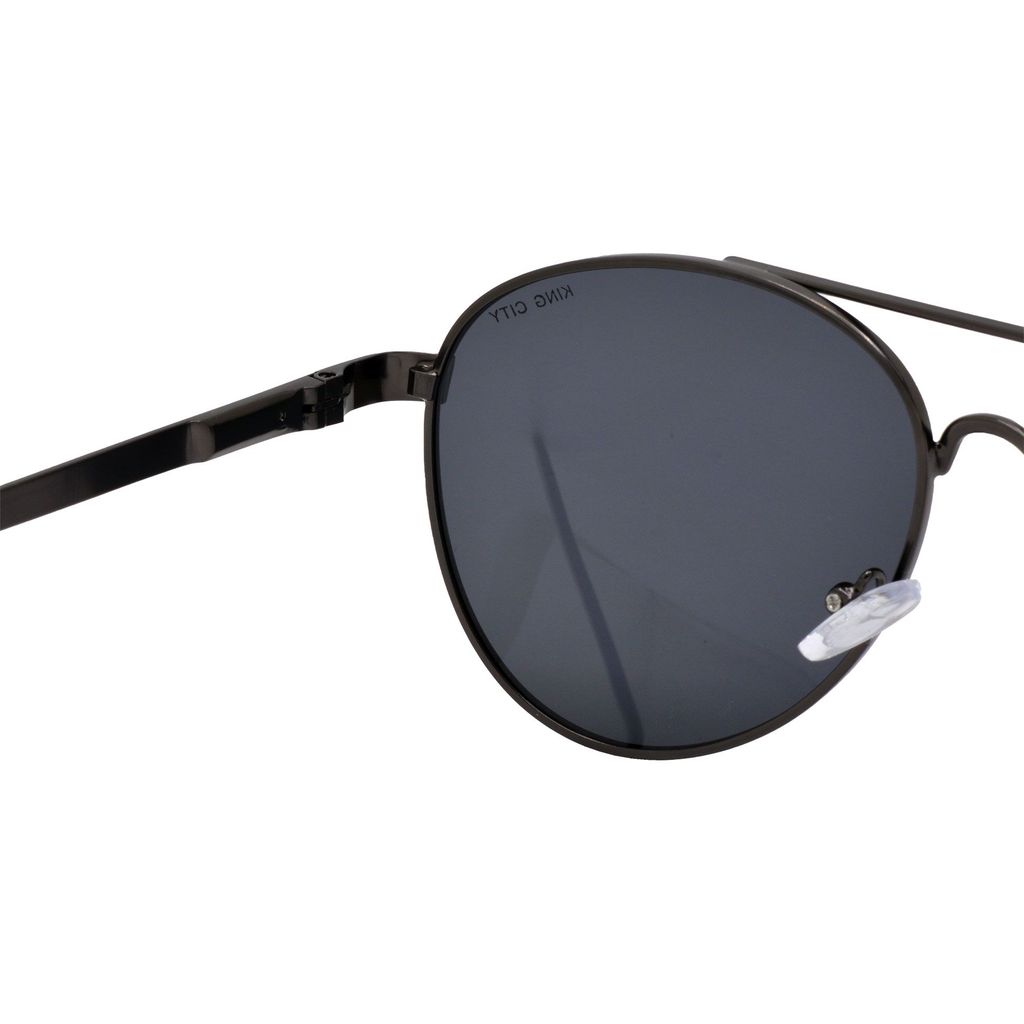 Stylish Pilot Full-Frame Metal Polarized Sunglasses for Men and Women | Black Lens and Grey Frame | HRS-KC1015-GRY-BK-P