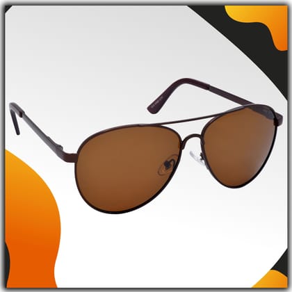 Stylish Pilot Full-Frame Metal Polarized Sunglasses for Men and Women | Brown Lens and Brown Frame | HRS-KC1015-BWN-BWN-P