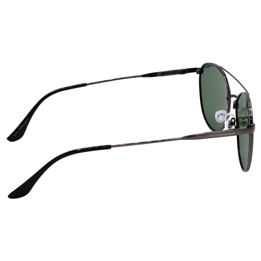 Stylish Round Full-Frame Metal Polarized Sunglasses for Men and Women | Green Lens and Grey Frame | HRS-KC1016-GRY-GRN-P