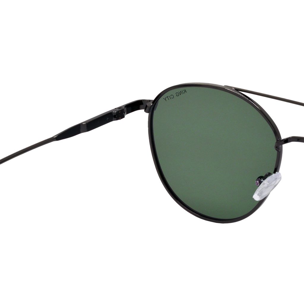 Stylish Round Full-Frame Metal Polarized Sunglasses for Men and Women | Green Lens and Grey Frame | HRS-KC1016-GRY-GRN-P