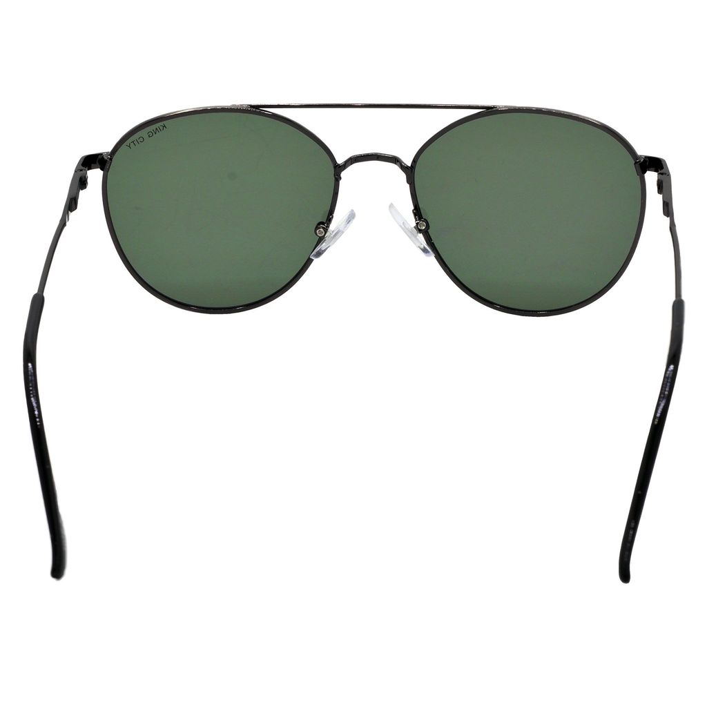 Stylish Round Full-Frame Metal Polarized Sunglasses for Men and Women | Green Lens and Grey Frame | HRS-KC1016-GRY-GRN-P