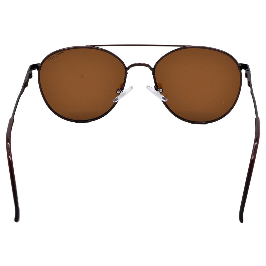 Stylish Round Full-Frame Metal Polarized Sunglasses for Men and Women | Brown Lens and Brown Frame | HRS-KC1016-BWN-BWN-P