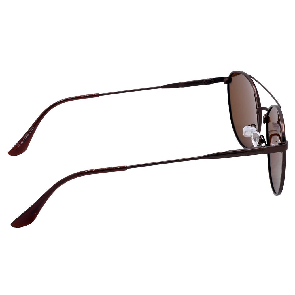 Stylish Round Full-Frame Metal Polarized Sunglasses for Men and Women | Brown Lens and Brown Frame | HRS-KC1016-BWN-BWN-P