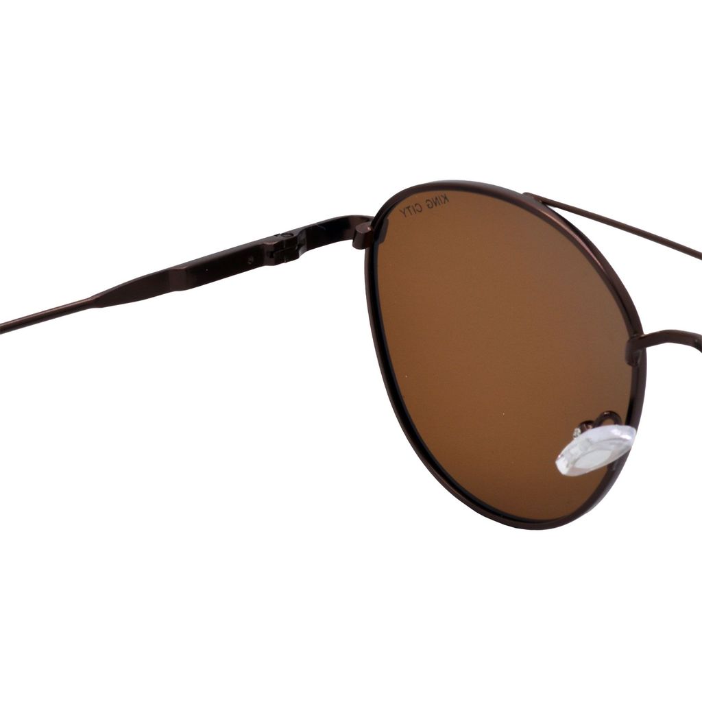 Stylish Round Full-Frame Metal Polarized Sunglasses for Men and Women | Brown Lens and Brown Frame | HRS-KC1016-BWN-BWN-P