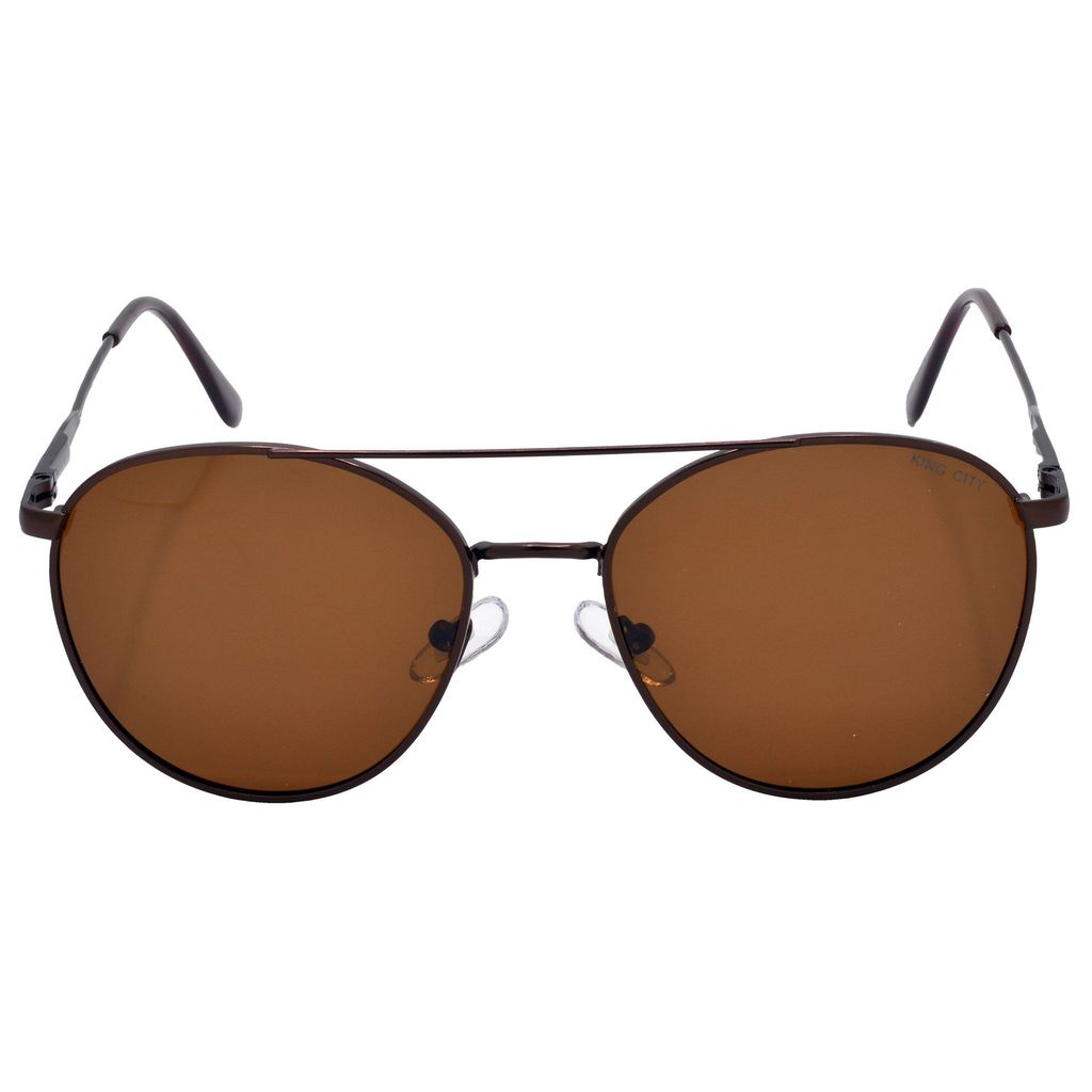 Stylish Round Full-Frame Metal Polarized Sunglasses for Men and Women | Brown Lens and Brown Frame | HRS-KC1016-BWN-BWN-P