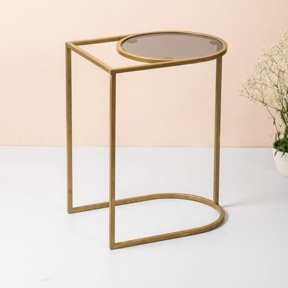 Contemporary Metallic Magazine End Table in Gold Color