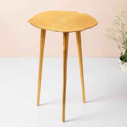 Cosmo Aluminium Floral End Table in Gold Color