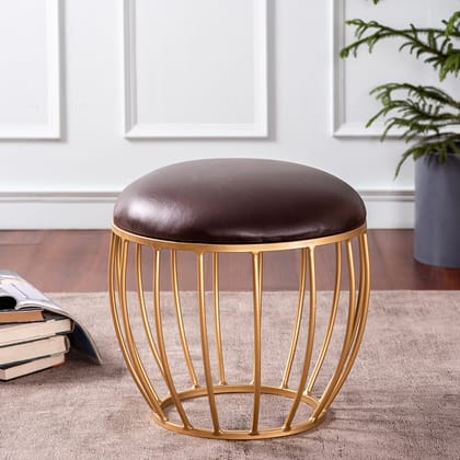 Axel Leatherette Cage Metallic Stool in Brown Color