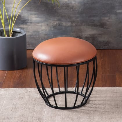 Axel Leatherette Cage Metallic Stool in Tan Color Set of 2