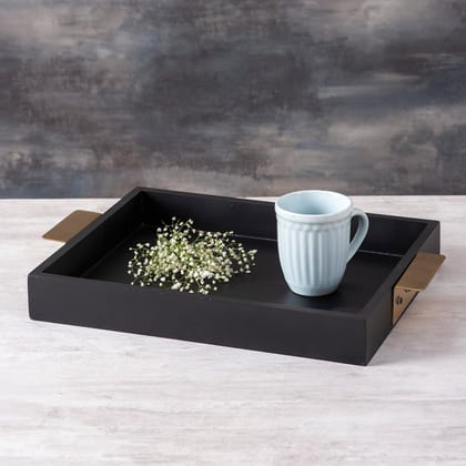 Coal MDF Serving Tip Handle Tray Gold