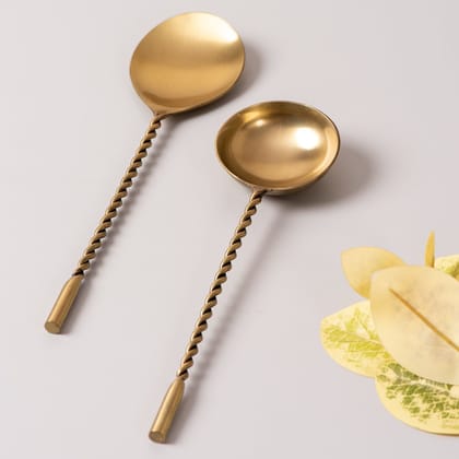 Twisted Serving Spoon (Gold) - Set Of 2