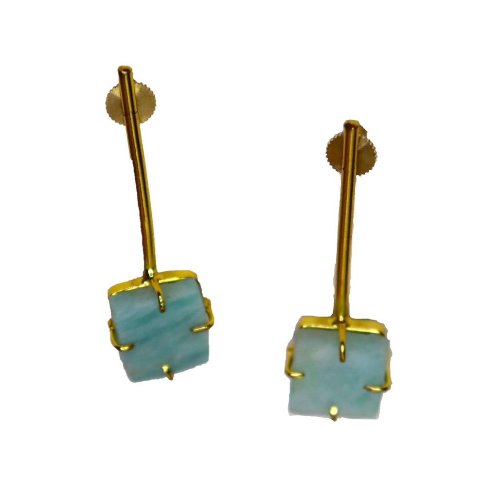 iha Aqua Druzy Cube Danglers Designer Gold Toned Earrings |Dangler Earrings|Fashion Jewellery|Handcrafted|Statement Earrings for Women and Girls|Soul Shoppr - Earrings | Buy online on ZillyBuy