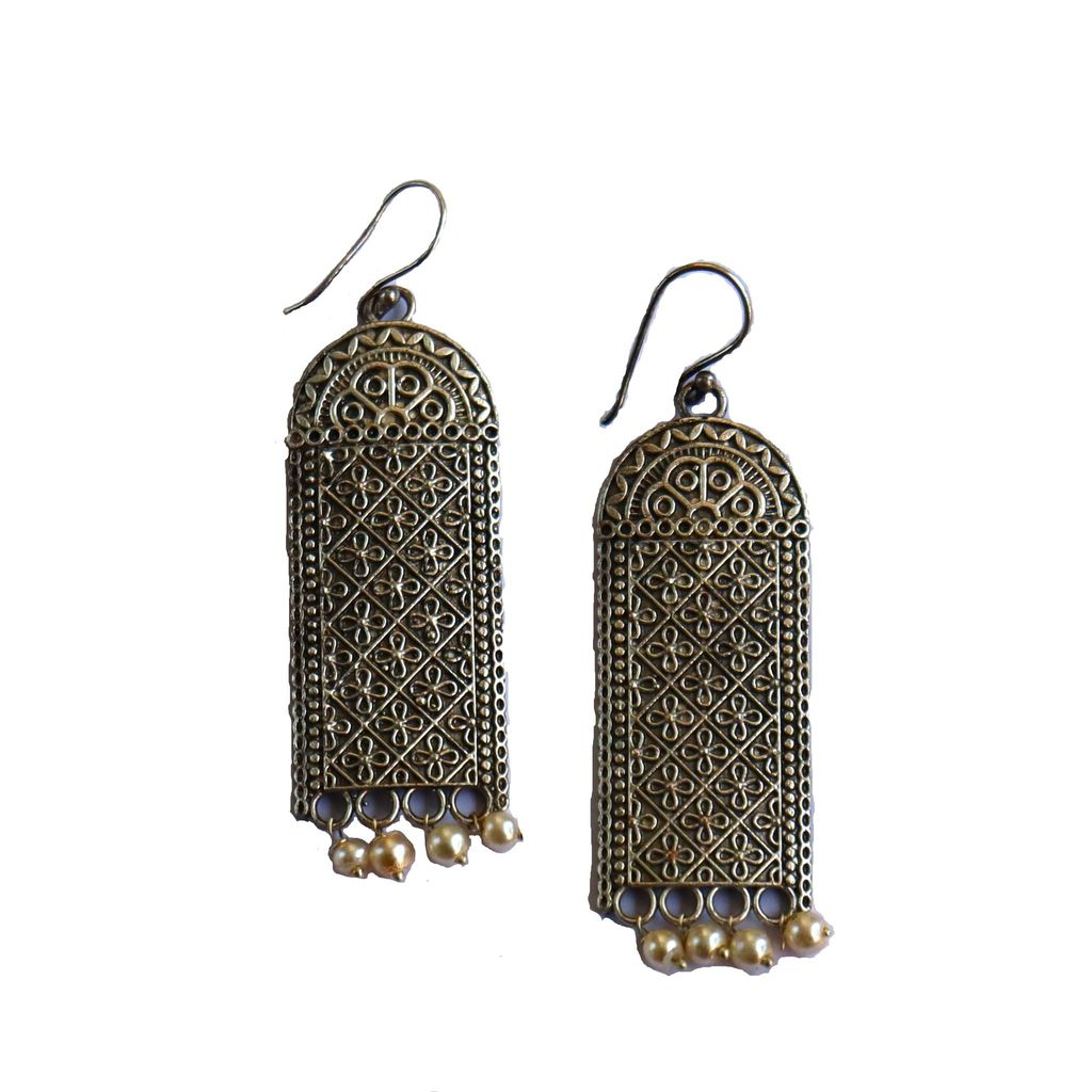 iha Elegant |Trendy Oxidized Dangler Earrings with Faux Pearls| Earrings for Women and Girls - Earrings | Buy online on ZillyBuy