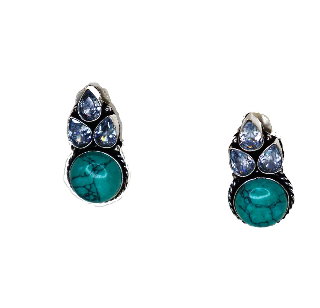 iha Vintage Ferozi Oxidized Earrings | Cluster Earrings|Fashion Jewellery|Handcrafted|Designer Earrings for Women and Girls - Earrings | Buy online on ZillyBuy