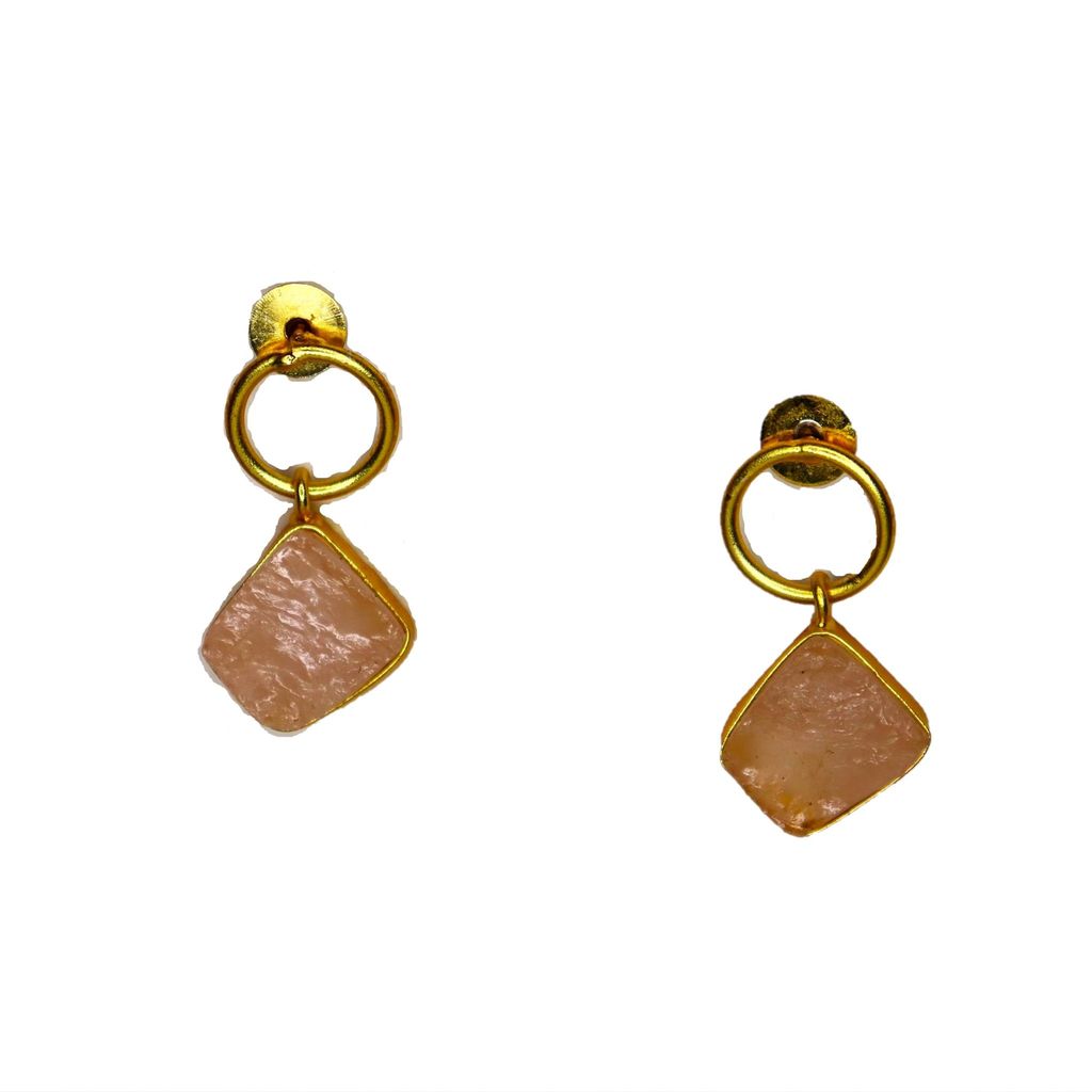 iha Natural Druzy Drops Designer Gold Toned Earrings |Small Drop Earrings|Fashion Jewellery|Handcrafted|Statement Earrings for Women and Girls|Soul Shoppr - Earrings | Buy online on ZillyBuy