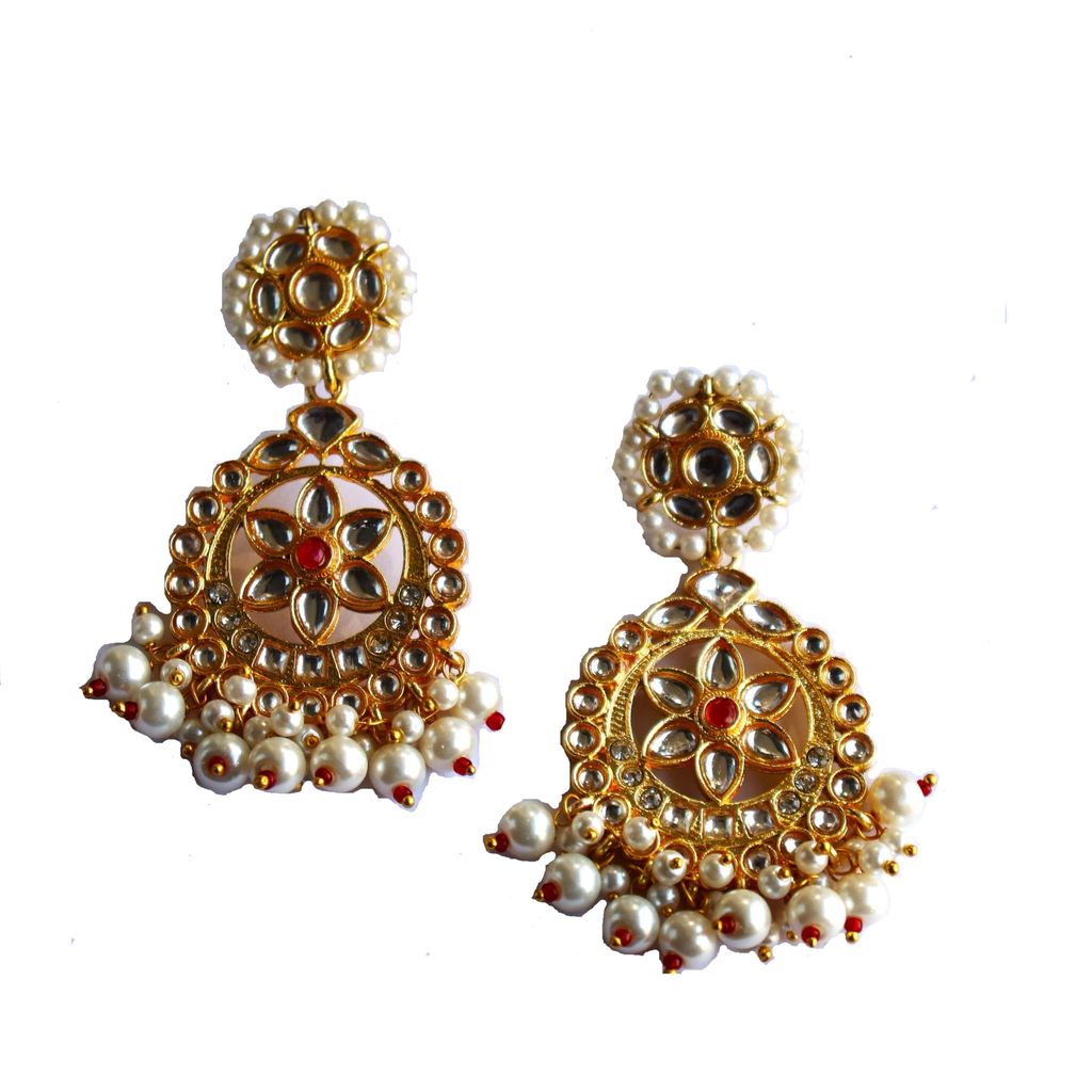 iha Pearl Jadau Chandbali Earrings|Fashion Jewellery|Earrings for Women and Girls - Earrings | Buy online on ZillyBuy