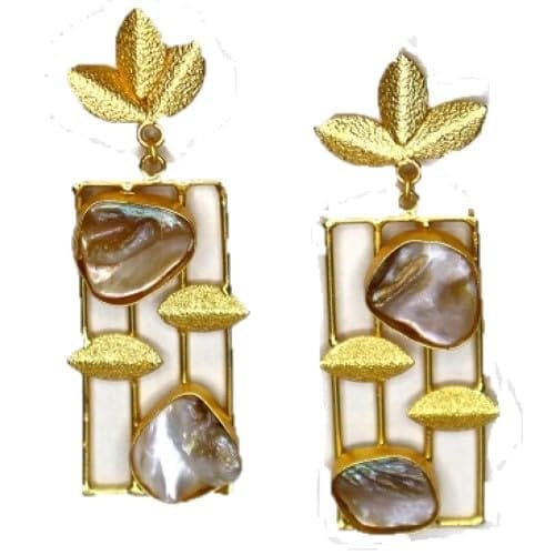 iha Designer Gold Toned Earrings with Faux Pearls |Dangler Earrings|Fashion Jewellery|Handcrafted|Statement Earrings for Women and Girls - Earrings | Buy online on ZillyBuy