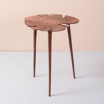 Cosmo Aluminium Leaf End Table in Copper Color