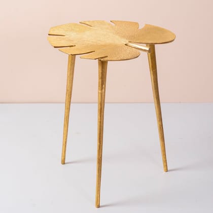 Cosmo Aluminium Leaf End Table in Gold Color