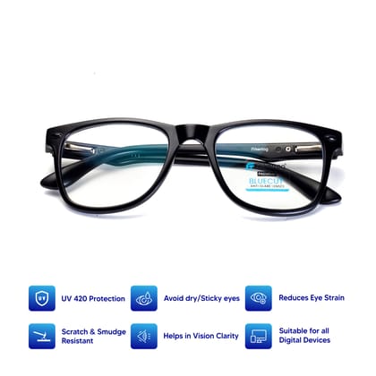 Flikertag Blue Cut Computer Glasses for Eye Protection | Zero Power Blue Light Filter Glasses With UV Protection | Anti Glare Specs for Men & Women [FTF115 F1 Wayfarer Matte Black Frame, 50mm]