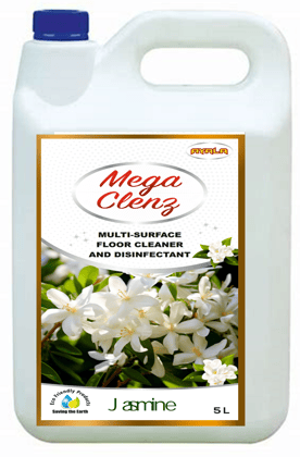 Mega Clenz  5 Litre -Jasmine  | Surface & Floor Cleaner Liquid | Suitable for All types Floor & Surfaces | Kills 99.9% Germs| Alcohol Free