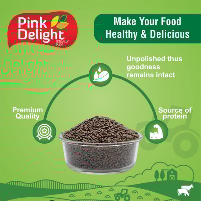 Pink Delight Unpolished & Dry Kala(Black) Masoor Whole | 500g Pack
