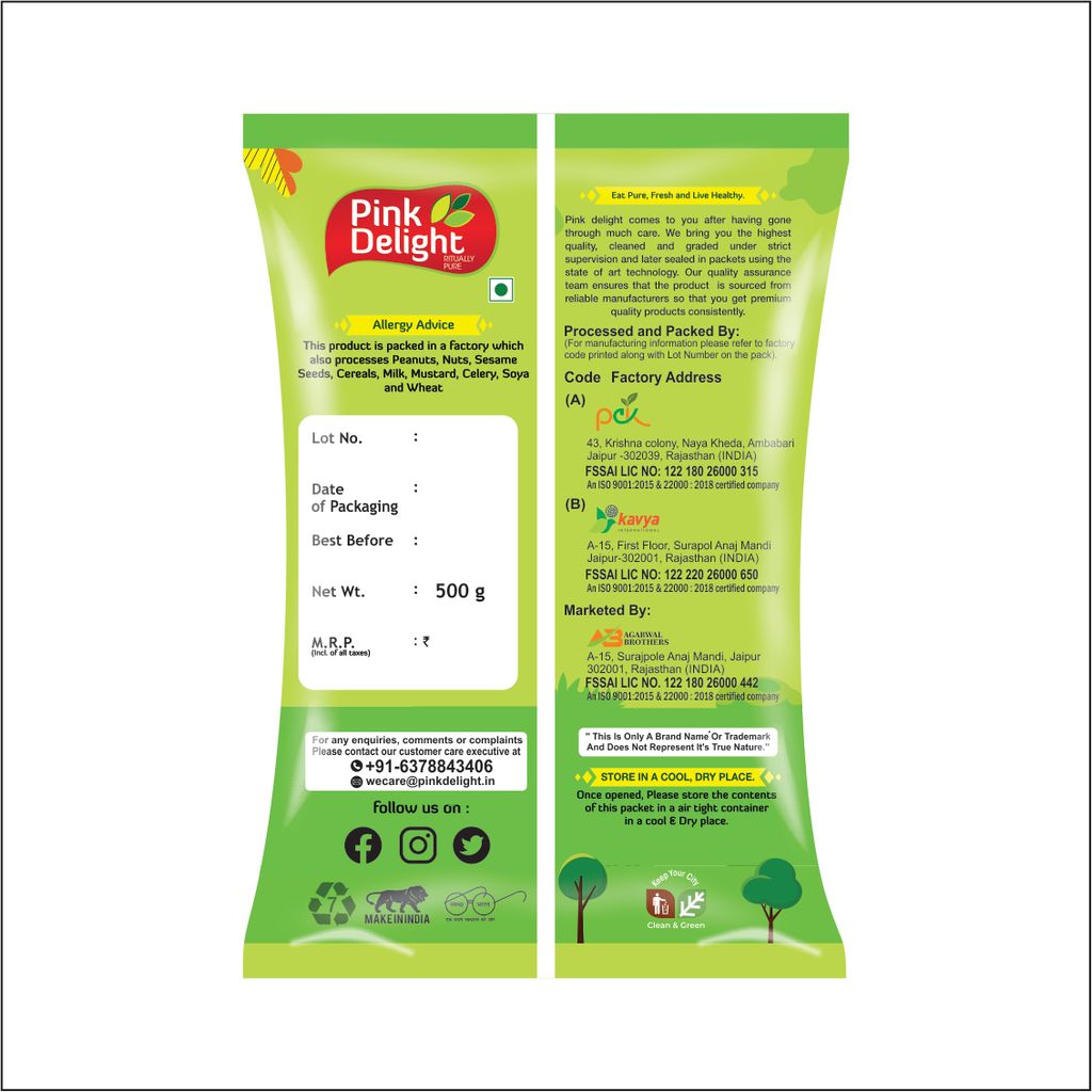 Pink Delight Unpolished Masoor Red Daal | Split | 500g Pack