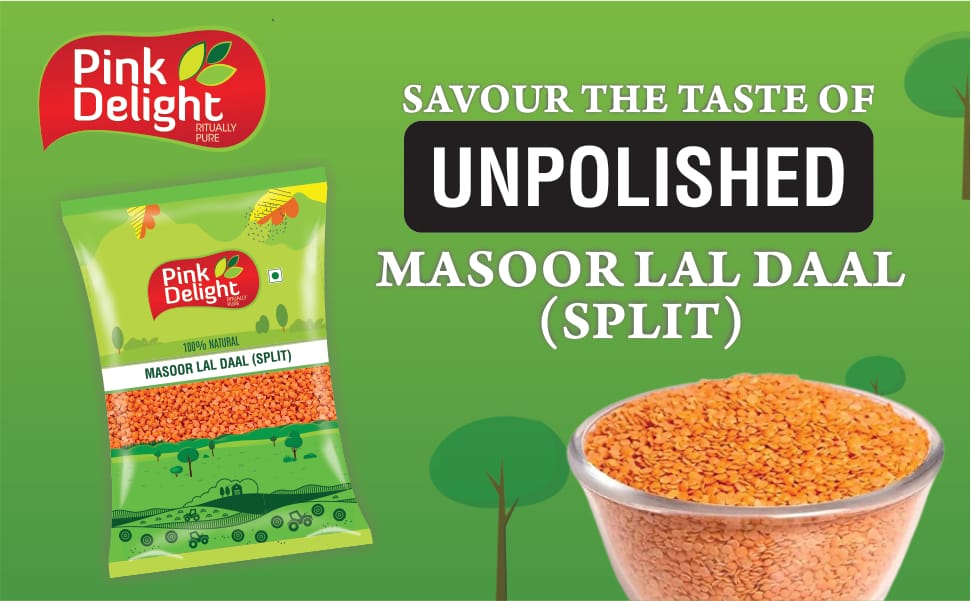 Pink Delight Unpolished Masoor Red Daal | Split | 500g Pack