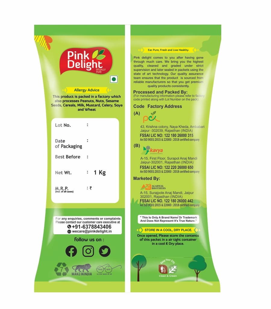 Pink Delight Unpolished Malka Masoor Whole | 1 Kg Pack