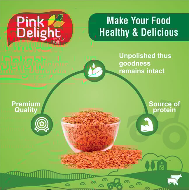 Pink Delight Unpolished Malka Masoor Whole | 1 Kg Pack