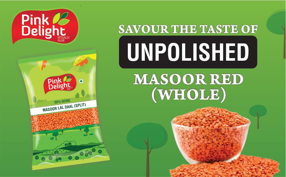 Pink Delight Unpolished Malka Masoor Whole | 1 Kg Pack