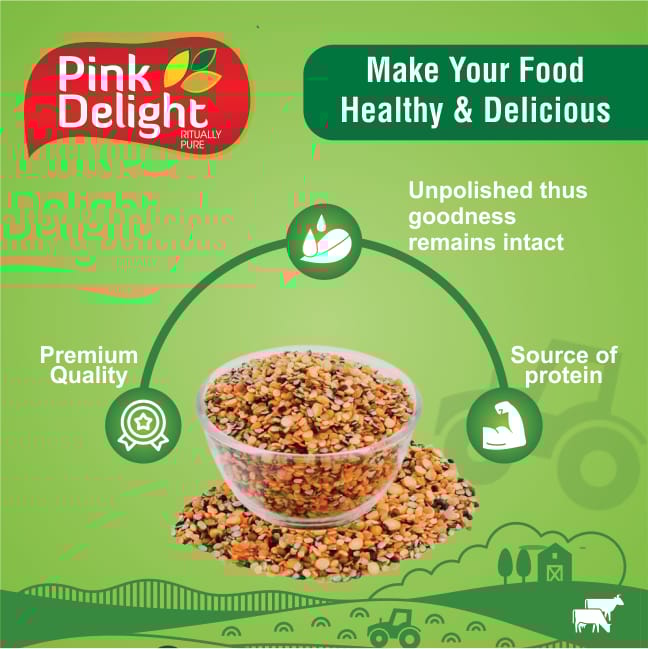 Pink Delight Unpolished & Dry Mixed Dal | Panchranga Dal | 7 Types of Pulses | 1 Kg Pack