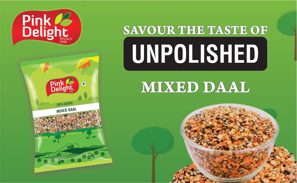 Pink Delight Unpolished & Dry Mixed Dal | Panchranga Dal | 7 Types of Pulses | 1 Kg Pack