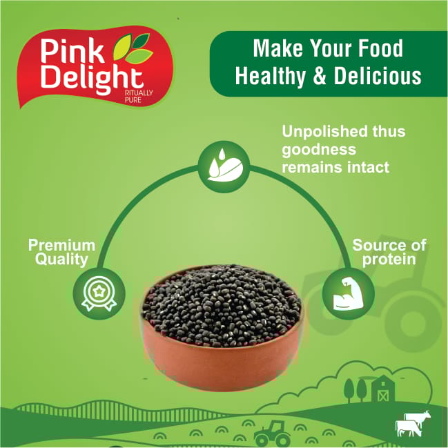 Pink Delight Unpolished Urad Whole | Black Urad Sabut | 1 Kg Pack