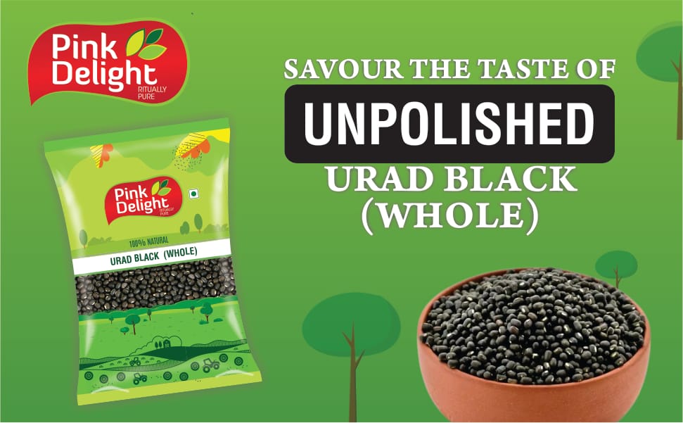 Pink Delight Unpolished Urad Whole | Black Urad Sabut | 1 Kg Pack