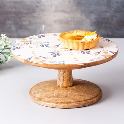 Hygge Mango Wood Cake Stand - Floral
