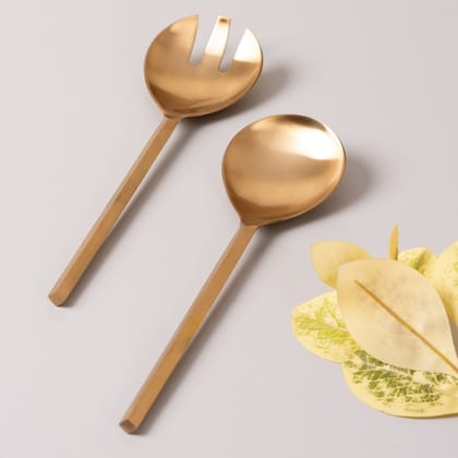 Enigmatic Salad Serving Spoon (Gold) - Set Of 2